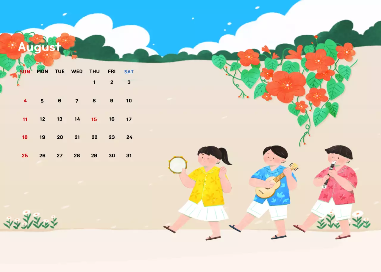 New Year's calendar with a warm, illustrated feel