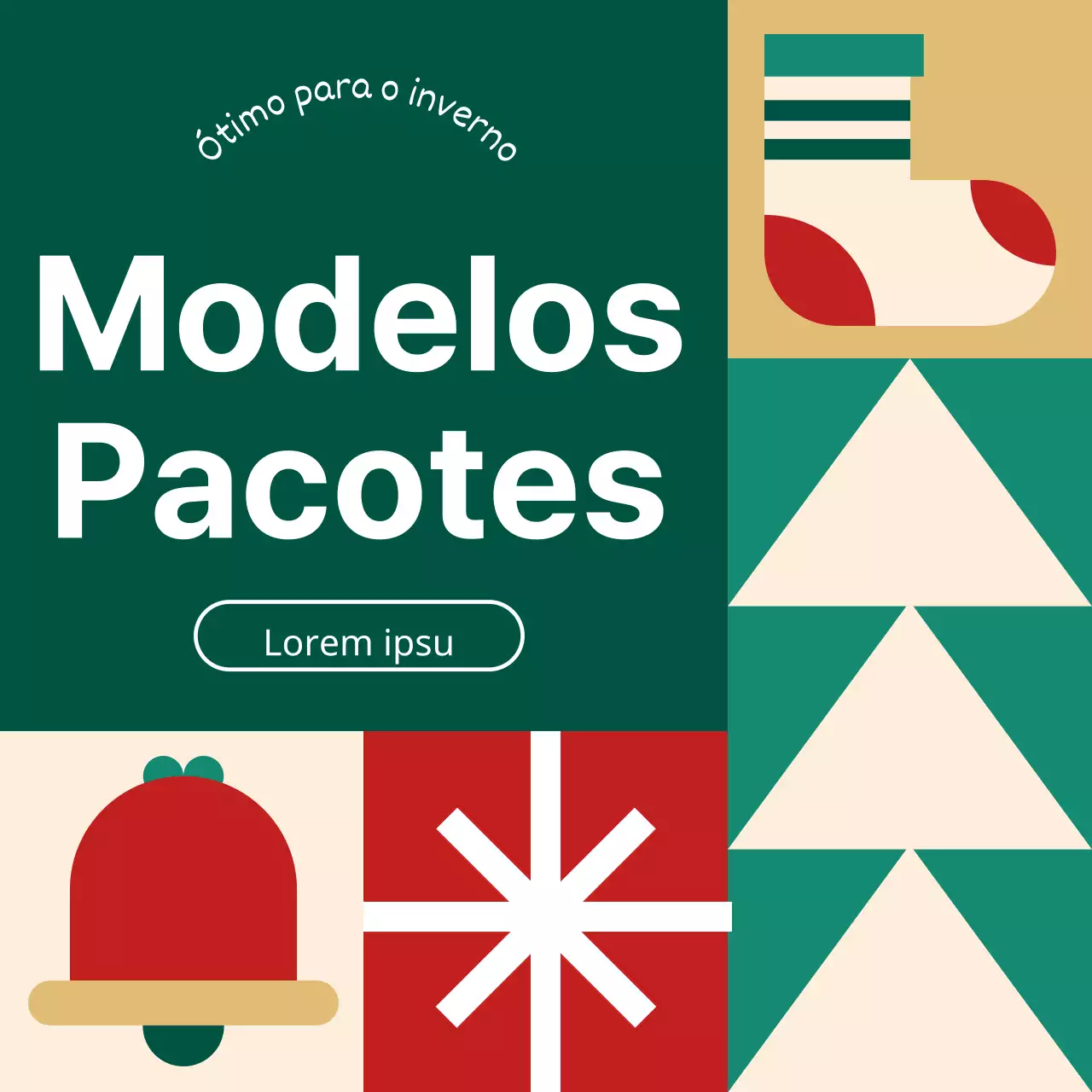Anuncie um bonito pacote de modelos de Natal em verde e vermelho