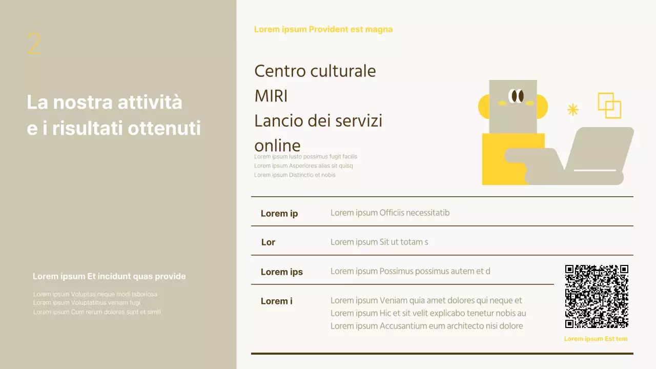 Una semplice relazione di fine anno in giallo e beige.