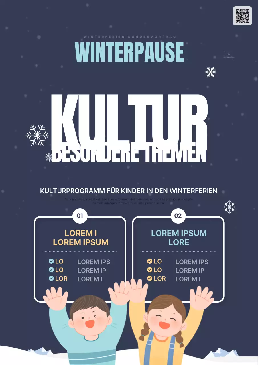 Förderung der marineblauen und weißen Kinder-Winterferien-Kulturspecials