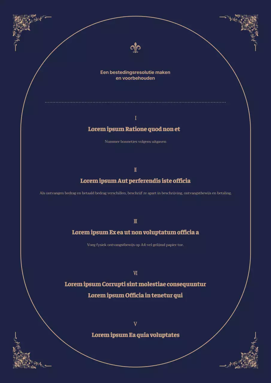 Over de marineblauwe en beige resolutie voor bedrijfsuitgaven en wat je kunt verwachten.