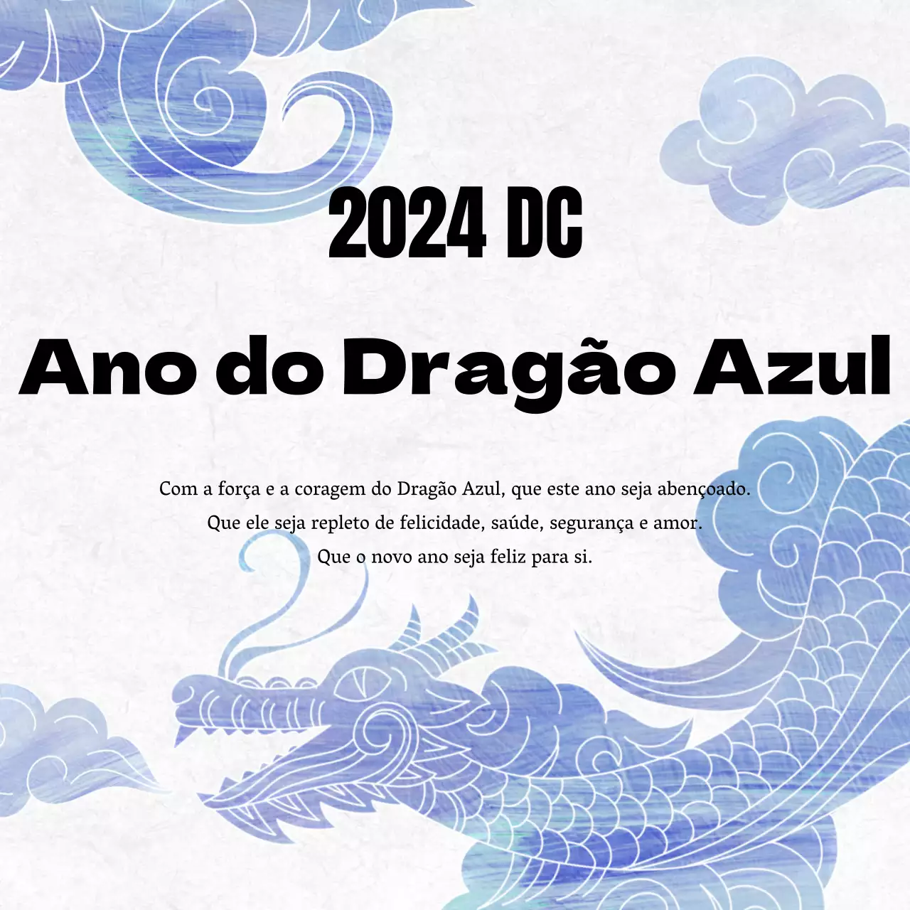 Cartão de felicitações tradicional de Ano Novo em branco e azul claro