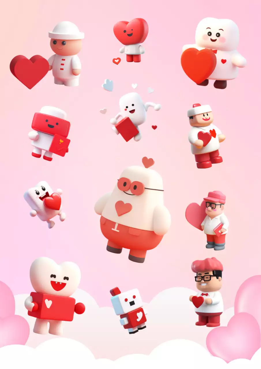 Valentinstag Herz-Aufkleber