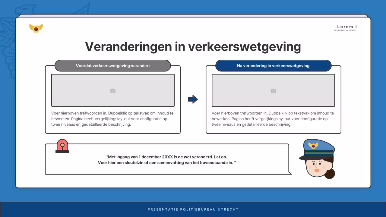 Standaard nieuwsbriefberichten politiebureau in blauw en marineblauw