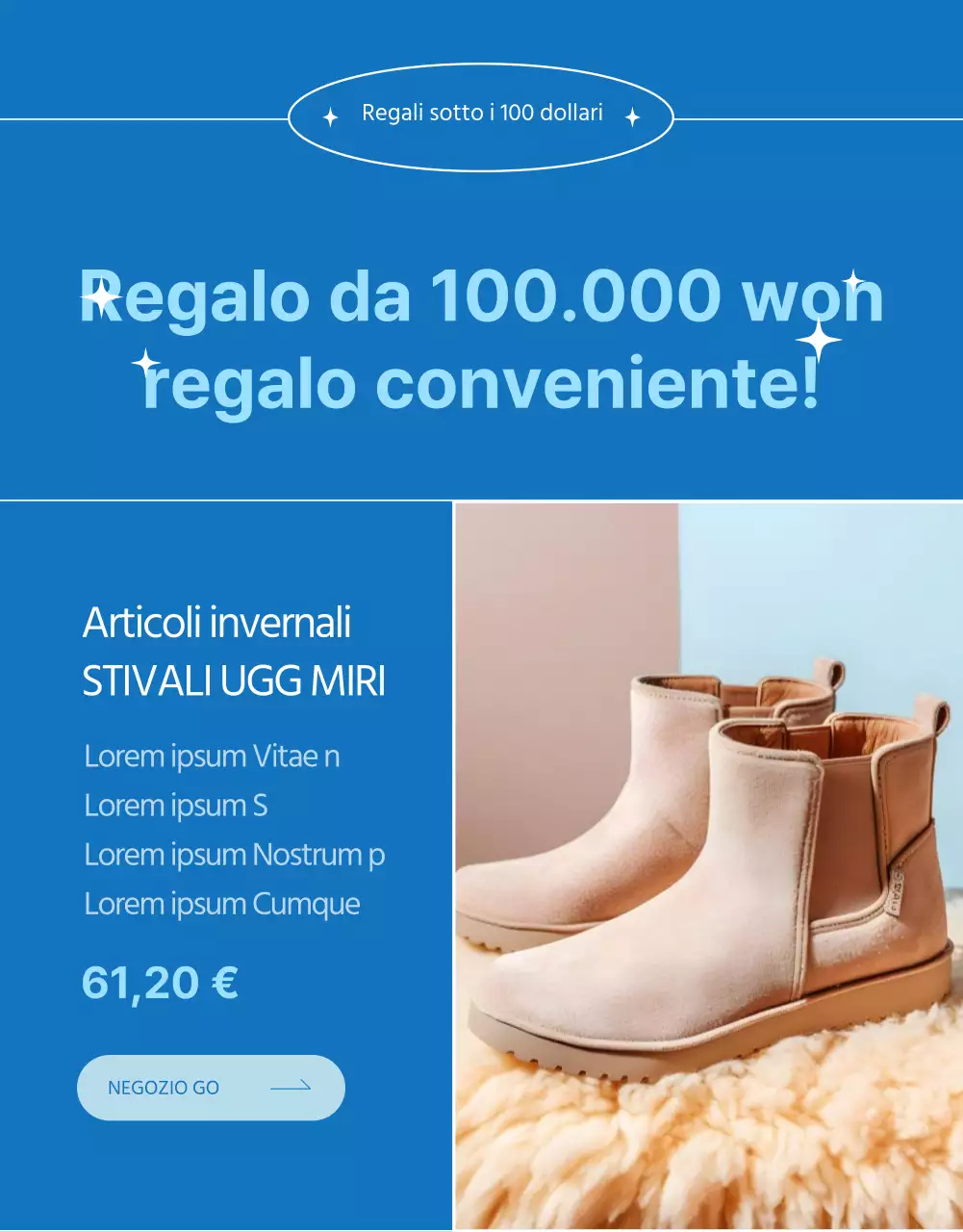 Promuovere un abbigliamento invernale moderno in blu e azzurro