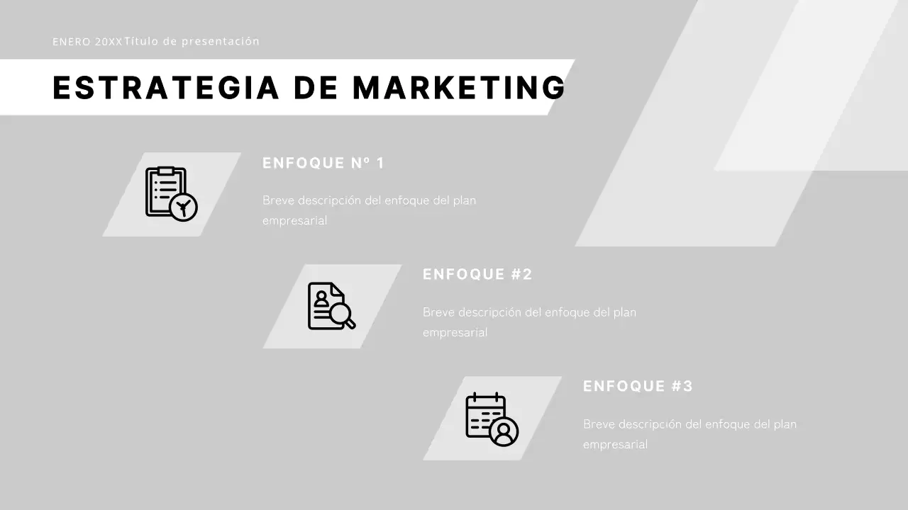 Propuesta de negocio moderna en blanco y negro