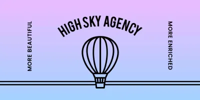 Design with hot air balloons over a gradient background