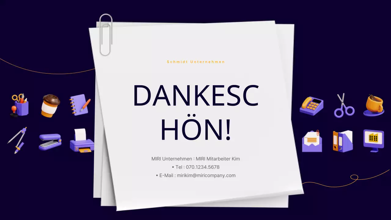 Ein einfacher Geschäftsbericht für Büroangestellte in Lila und Gelb