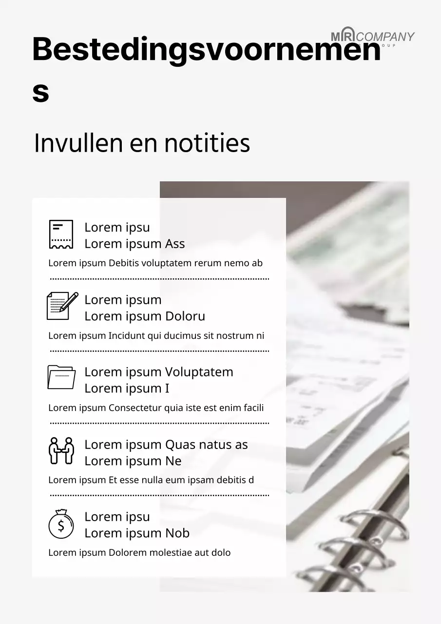 Een eenvoudige grijs-witte aankondiging van een uitgavenresolutie