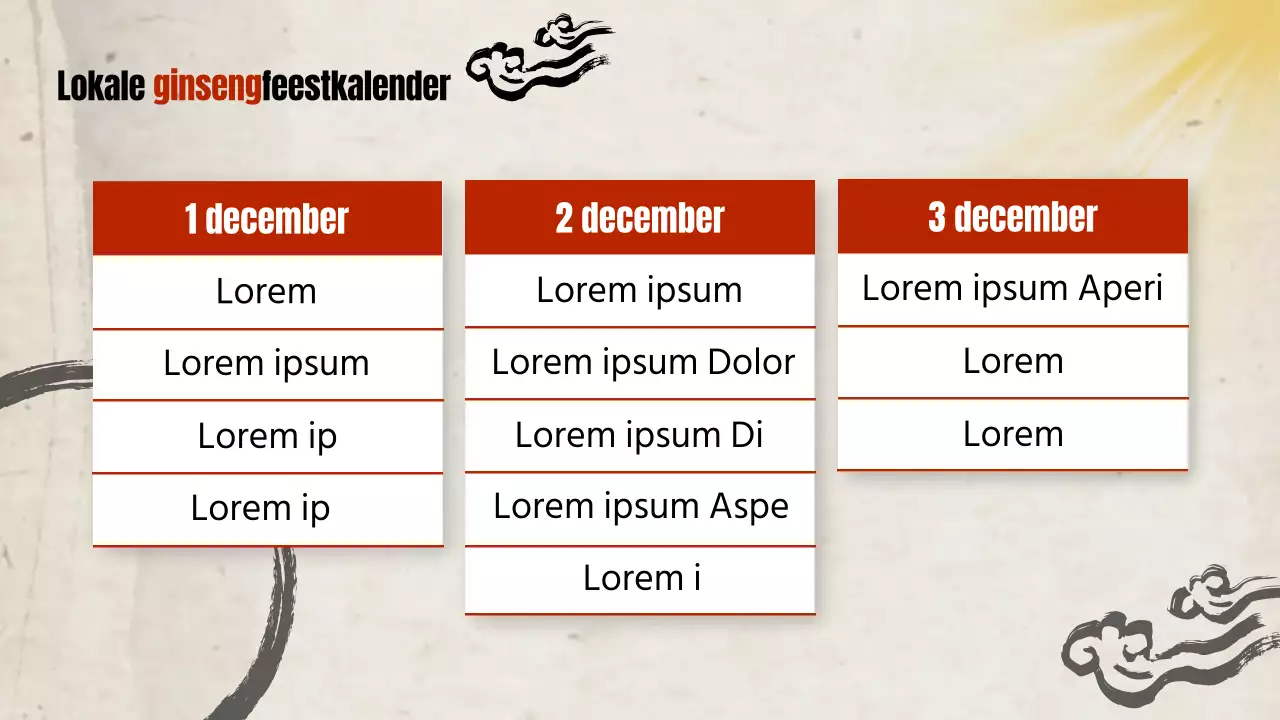 Een gids voor het traditionele rode en beige ginsengfestival