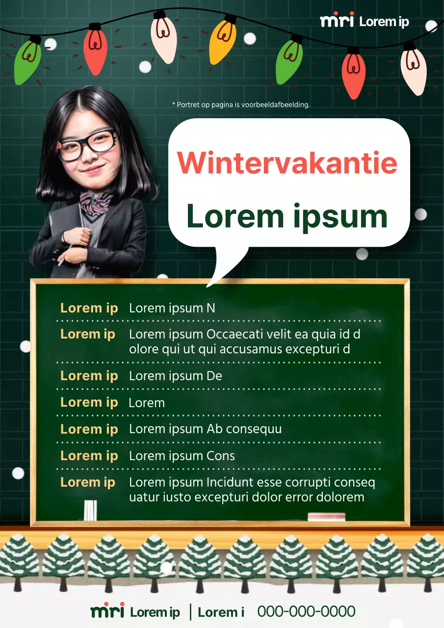 Promoot een eenvoudige wintervakantiecursus op een groene achtergrond