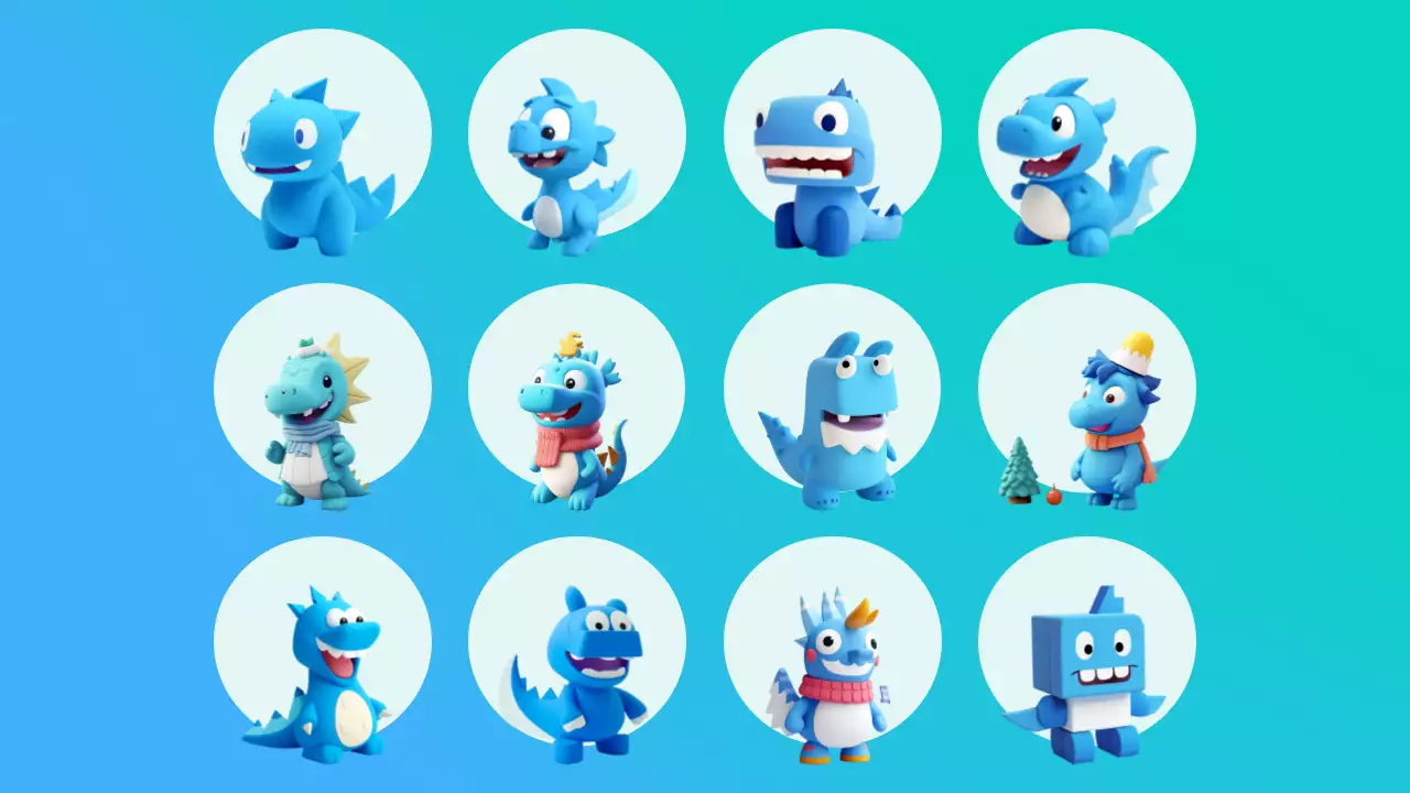 Cute blue dragon characters