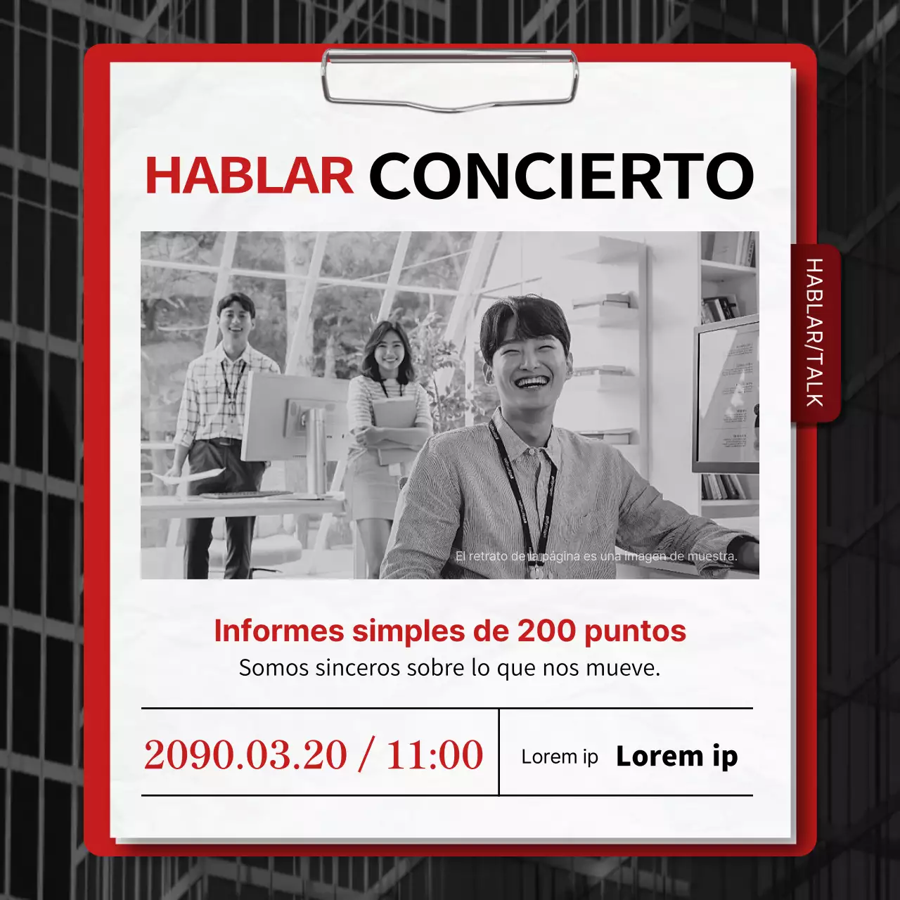 Promover un sencillo concierto de charlas en rojo y azul