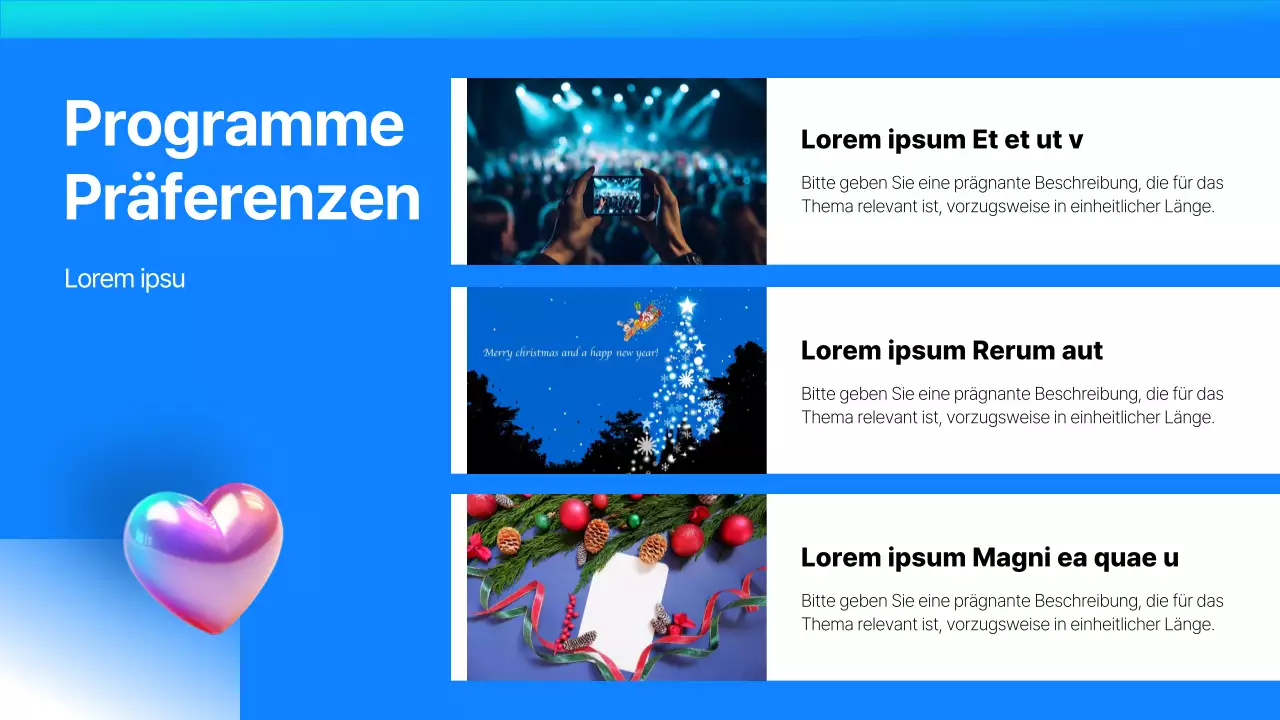 Kitschige Leistungsbeurteilungsberichte zum Jahresende in Blau