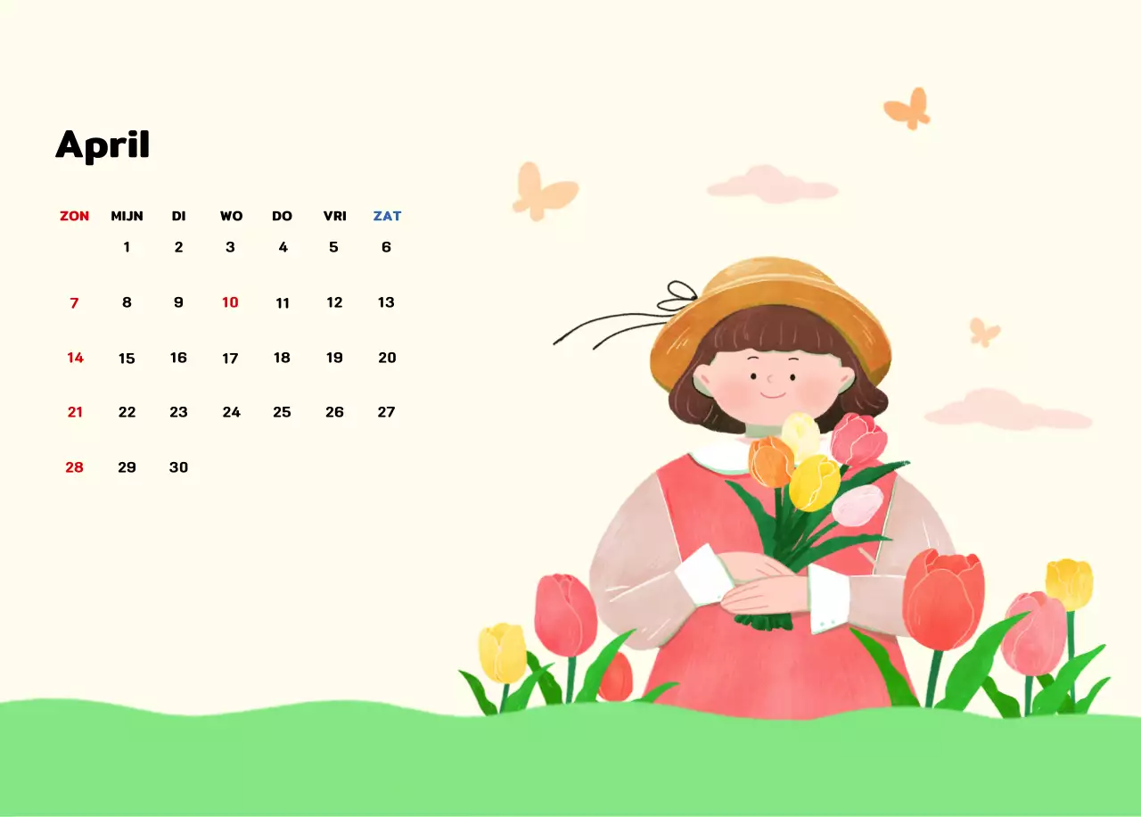 Een warme, geïllustreerde nieuwjaarskalender