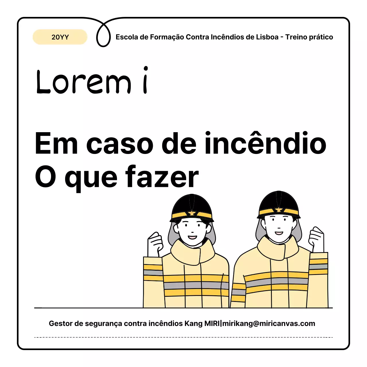 Noções básicas de amarelo e laranja e uma pequena ficha informativa sobre educação contra incêndios