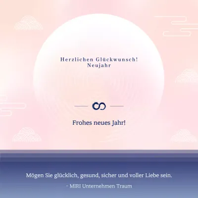 Eine einfache Neujahrskarte in Rosa und Blau