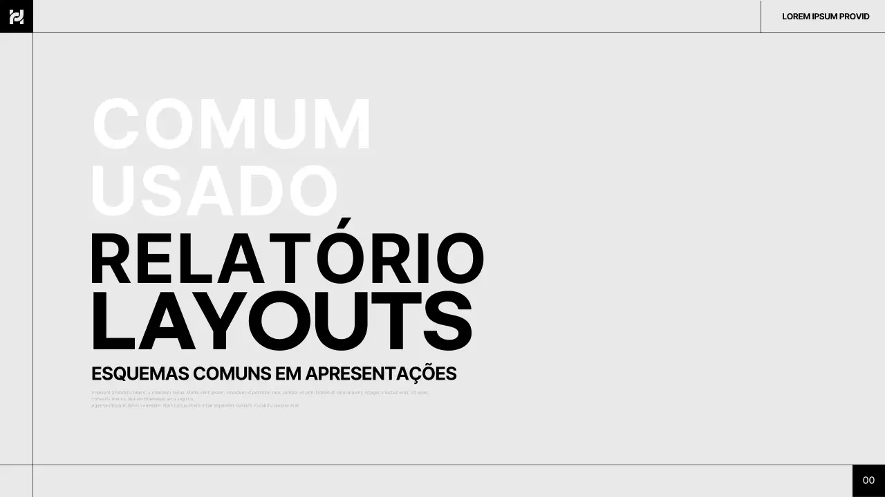 Relatório simples, cinzento e preto, com um layout comum