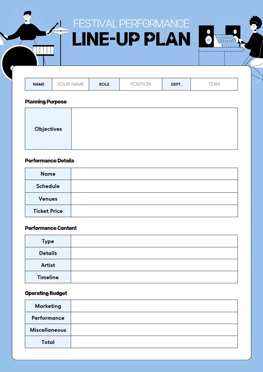 Blue Modern Festival Plan Document