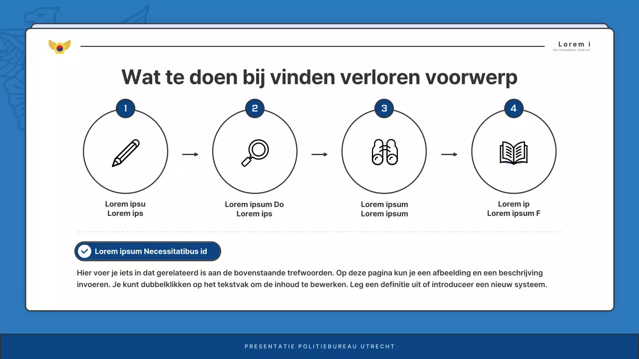 Standaard nieuwsbriefberichten politiebureau in blauw en marineblauw
