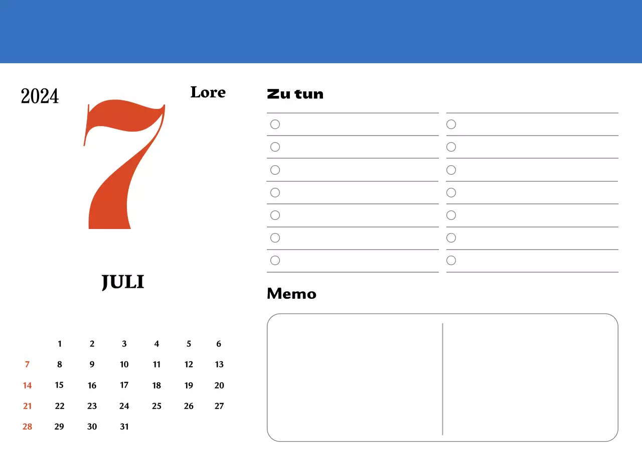Rote und blaue Retro-Untersetzer Erinnerungskalender