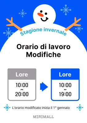 Un'affissione kitsch in bianco e blu per la modifica dell'orario di apertura