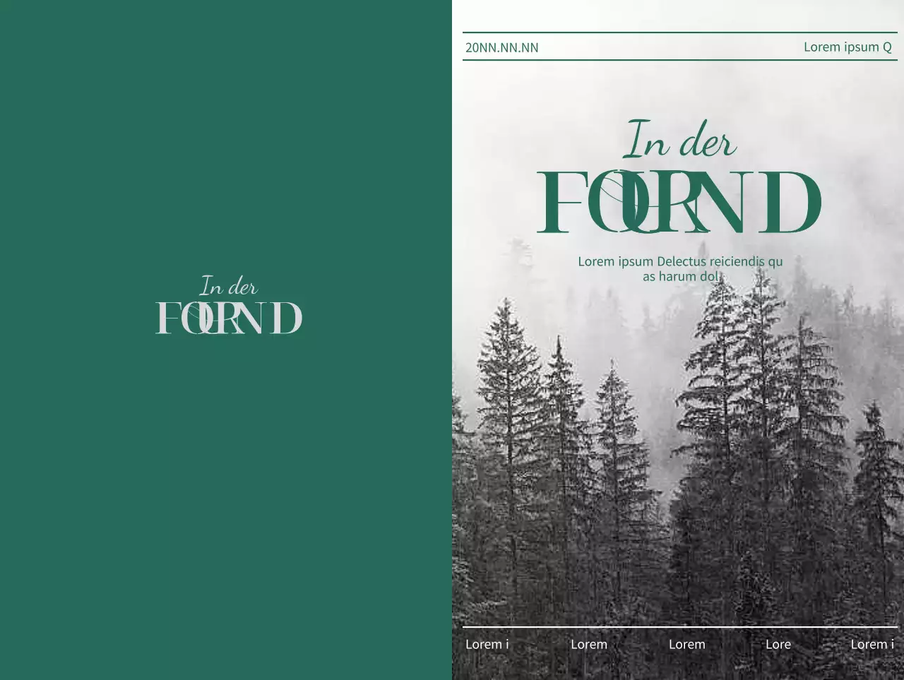 Branded Erstattung Bestellung Lieferung Nachricht Postkarte mit türkisem Hintergrund und schwarz-weiß Wald Baum Foto im Hintergrund