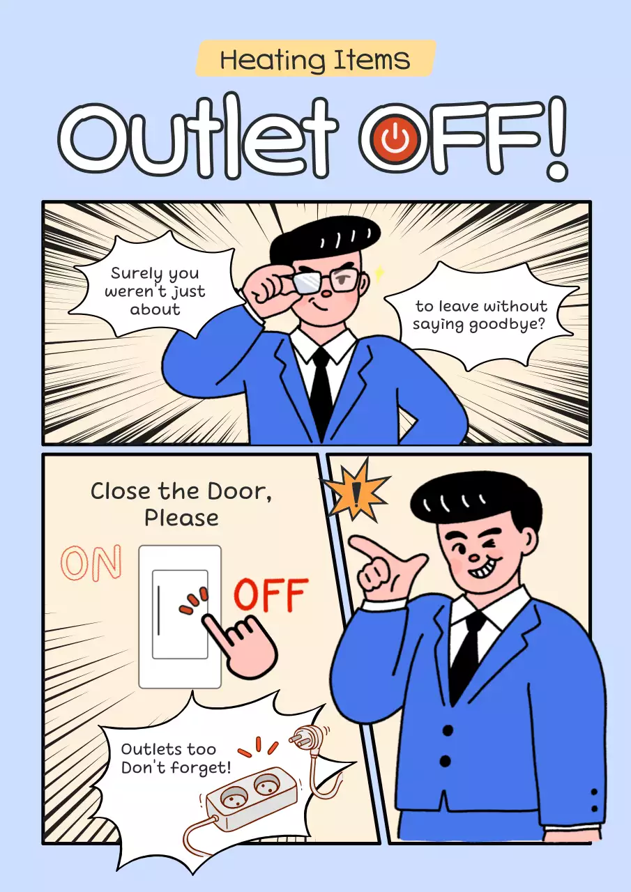 Blue Comic Safety Notice Poster