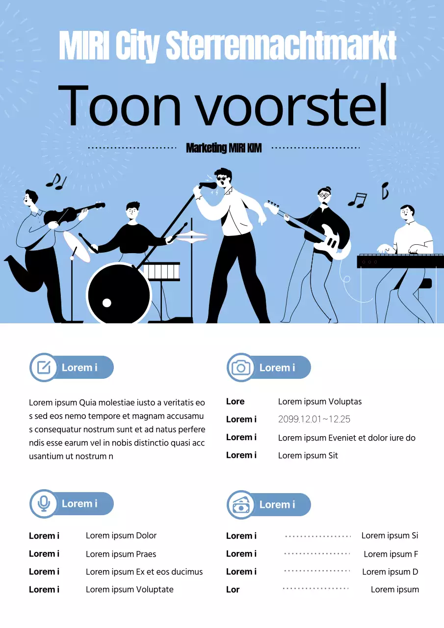 Prospectus met een leuke band op een lichtblauwe achtergrond