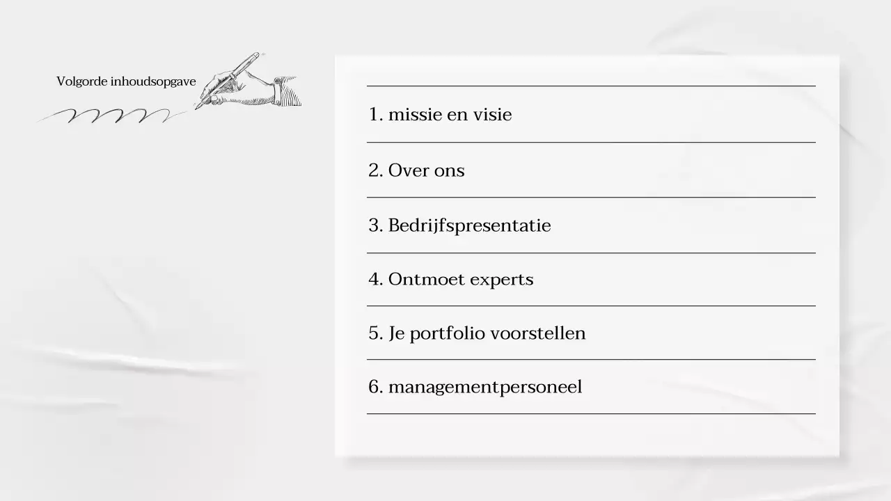 Een eenvoudig, grijs, verhalend bedrijfsprofiel