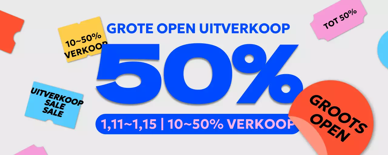 Verkoopaankondigingen in blauwe tekst