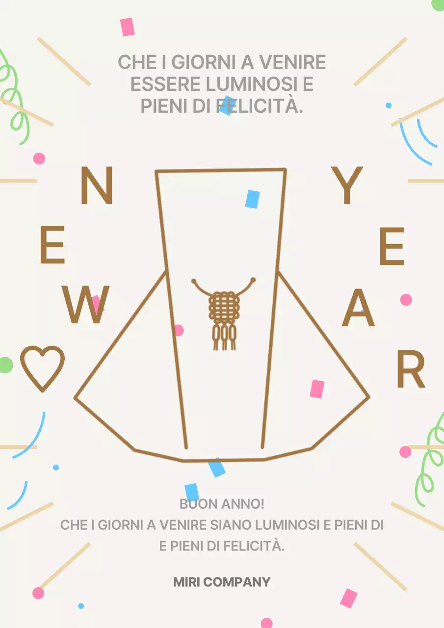 Un semplice biglietto di auguri per il nuovo anno in avorio e marrone