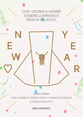 Un semplice biglietto di auguri per il nuovo anno in avorio e marrone