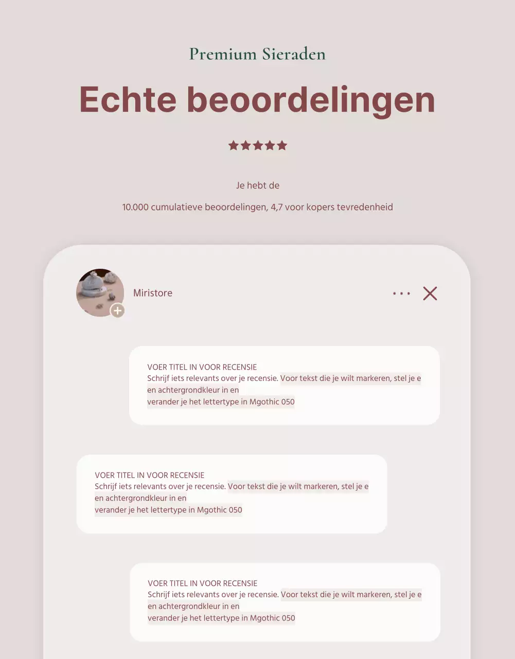 Een advertentie voor een lookbook met trendy sieraden in roze en bruin.