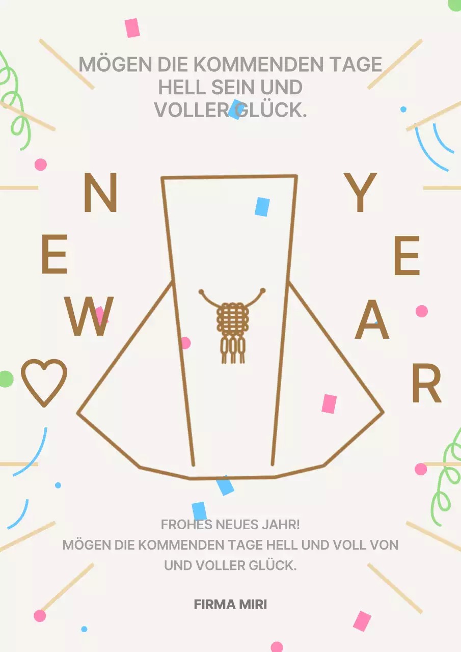 Eine einfache Neujahrskarte in Elfenbein und Braun