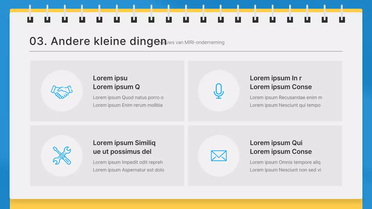 Eenvoudige zakelijke maandelijkse nieuwsbrief in blauw en geel
