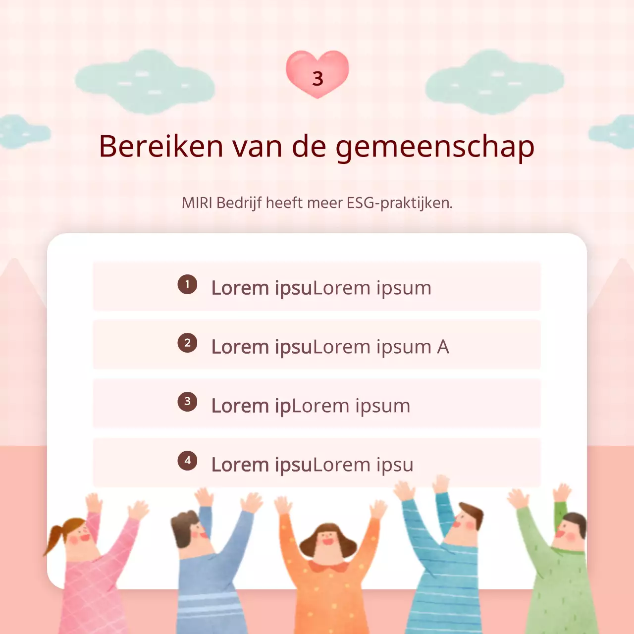 Roze en lichtblauw ESG-beheerrapport voor bedrijven