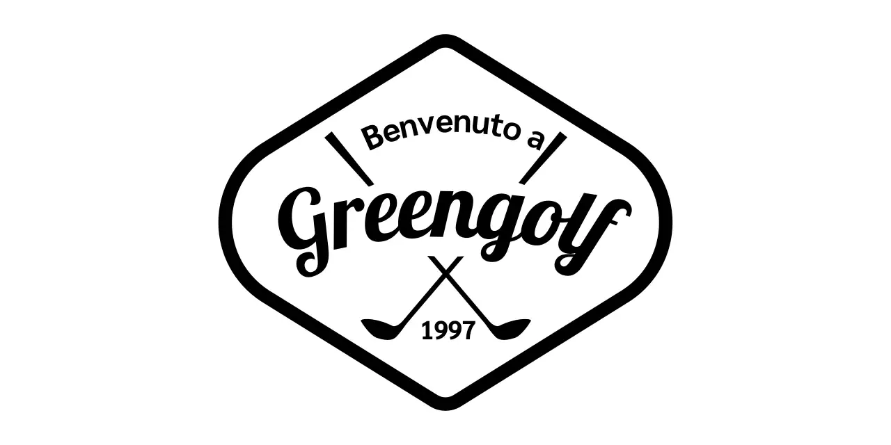 Concetto semplice di mazza da golf con logo del golf e scrittura a mano