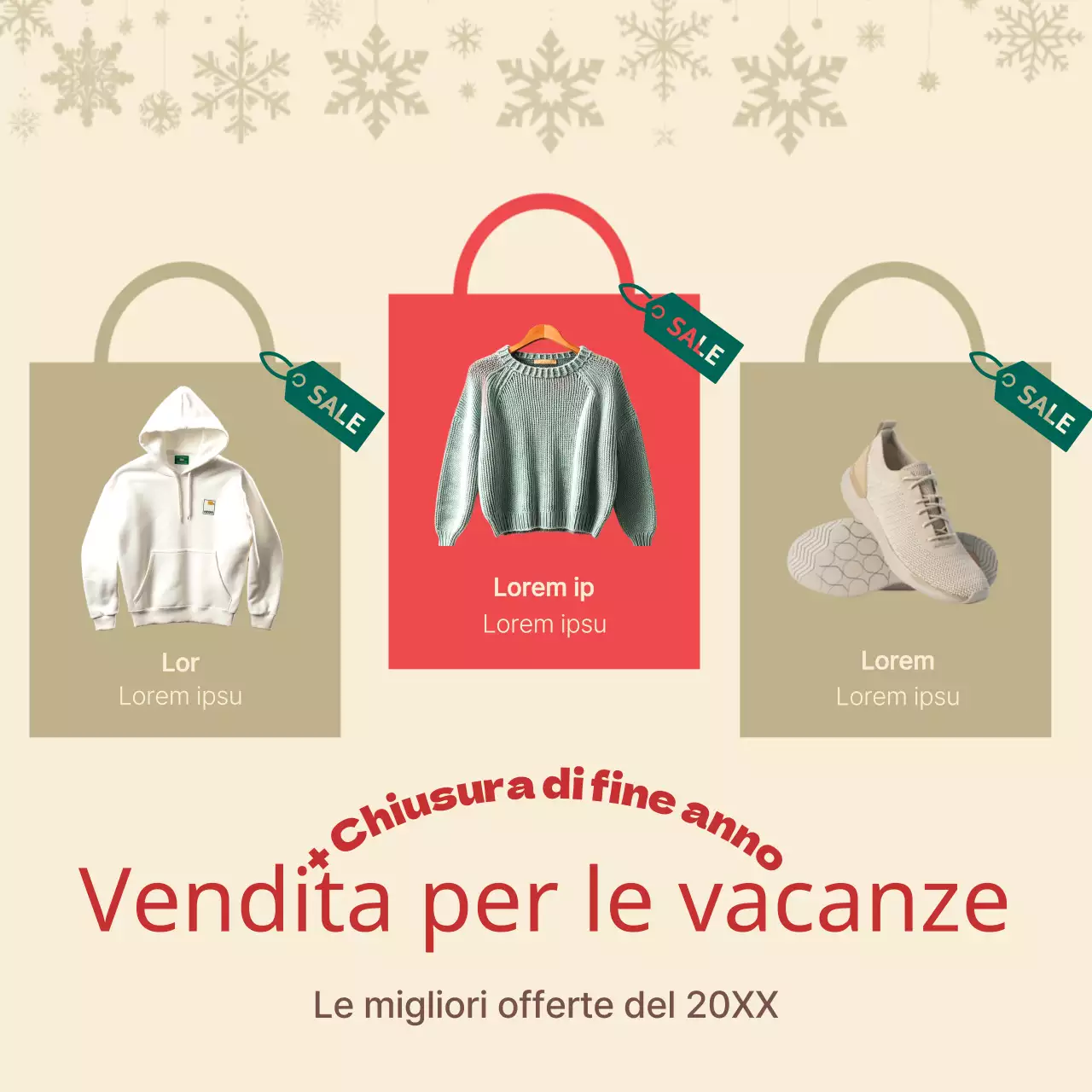 Annunci di marketing natalizi in rosso