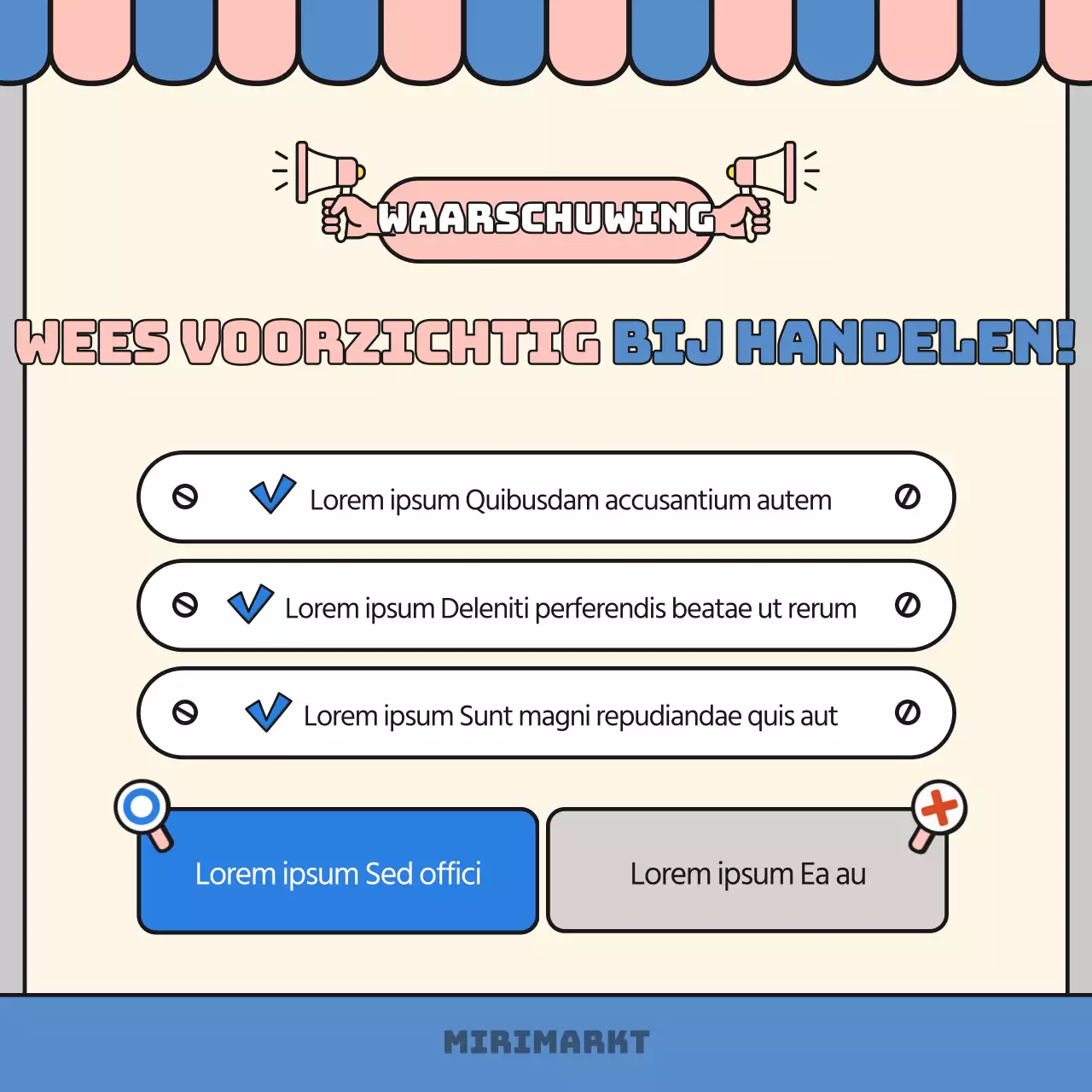 Aankondiging van de blauwe en roze bazaar