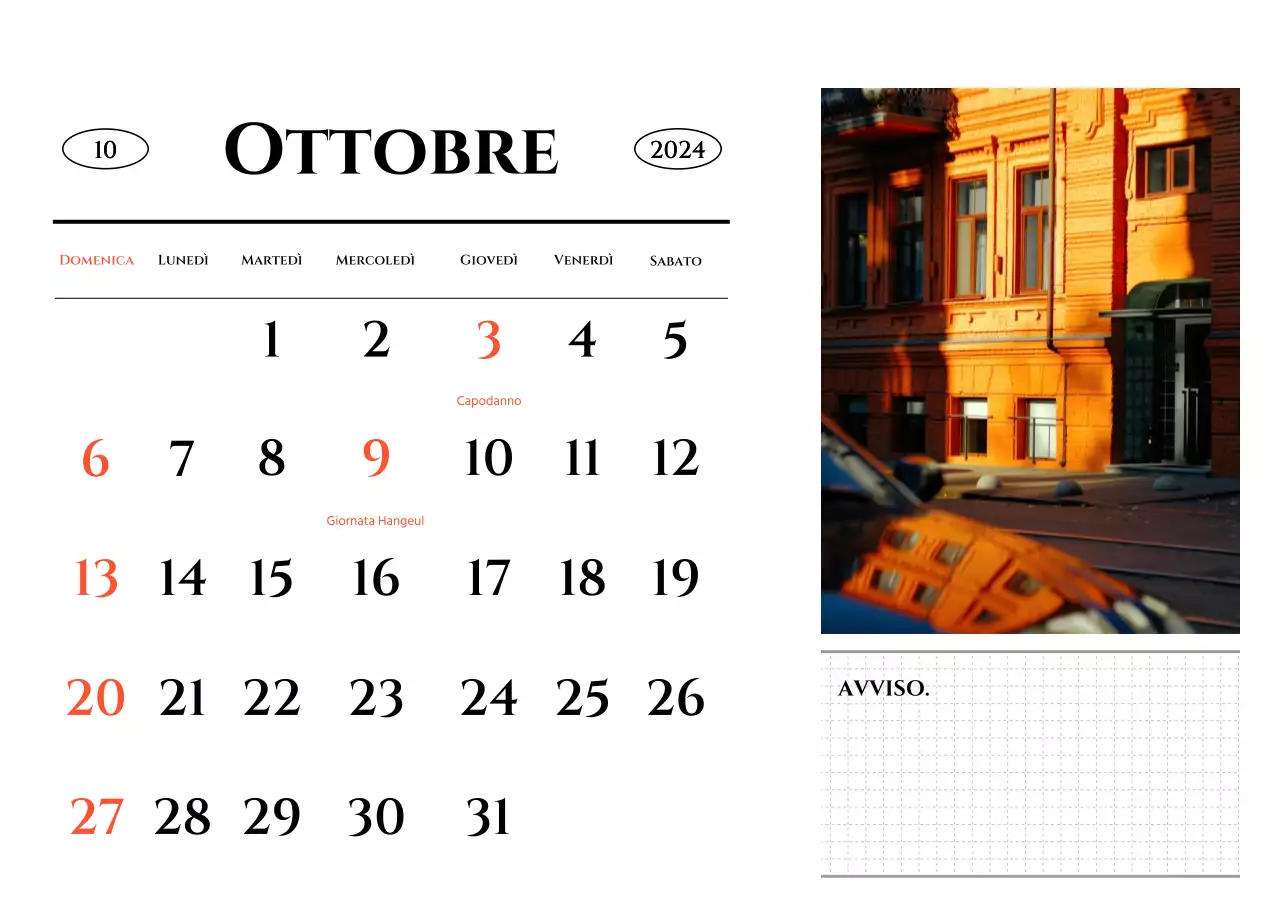 Un calendario dallo stile semplice con un concetto di fotografia di viaggio emozionale