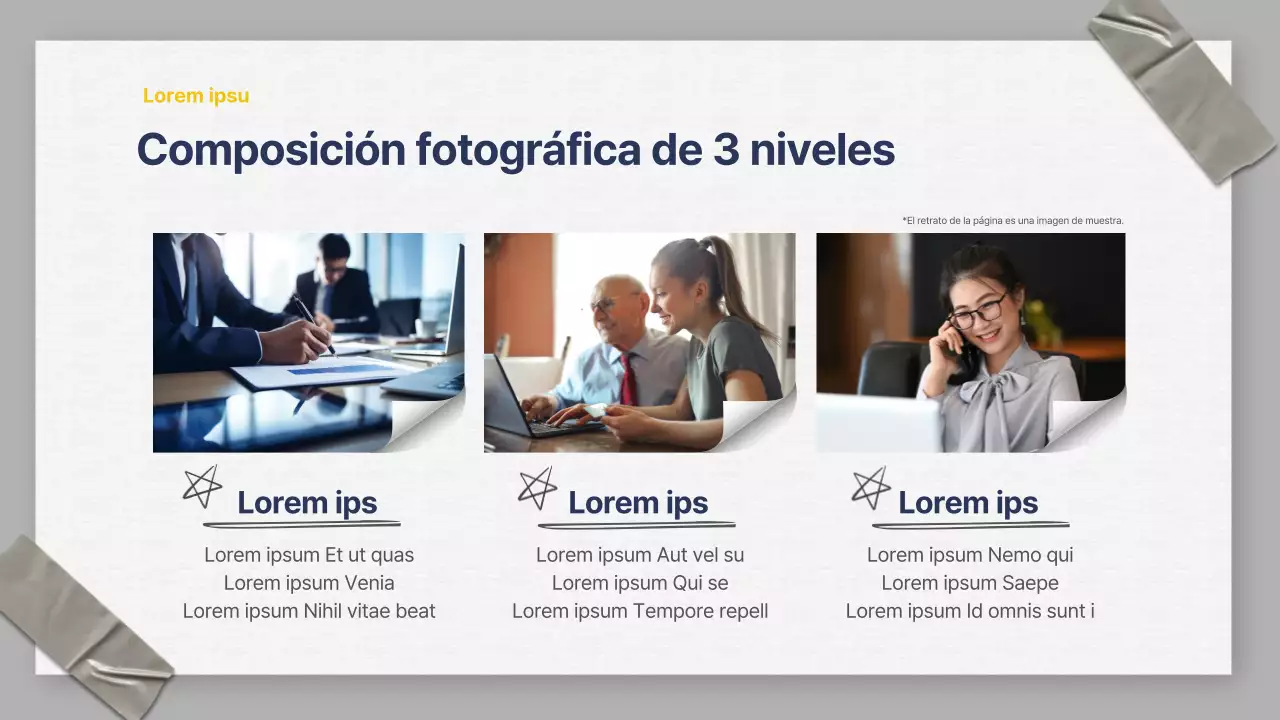 Presentación de una organización empresarial en gris y azul marino