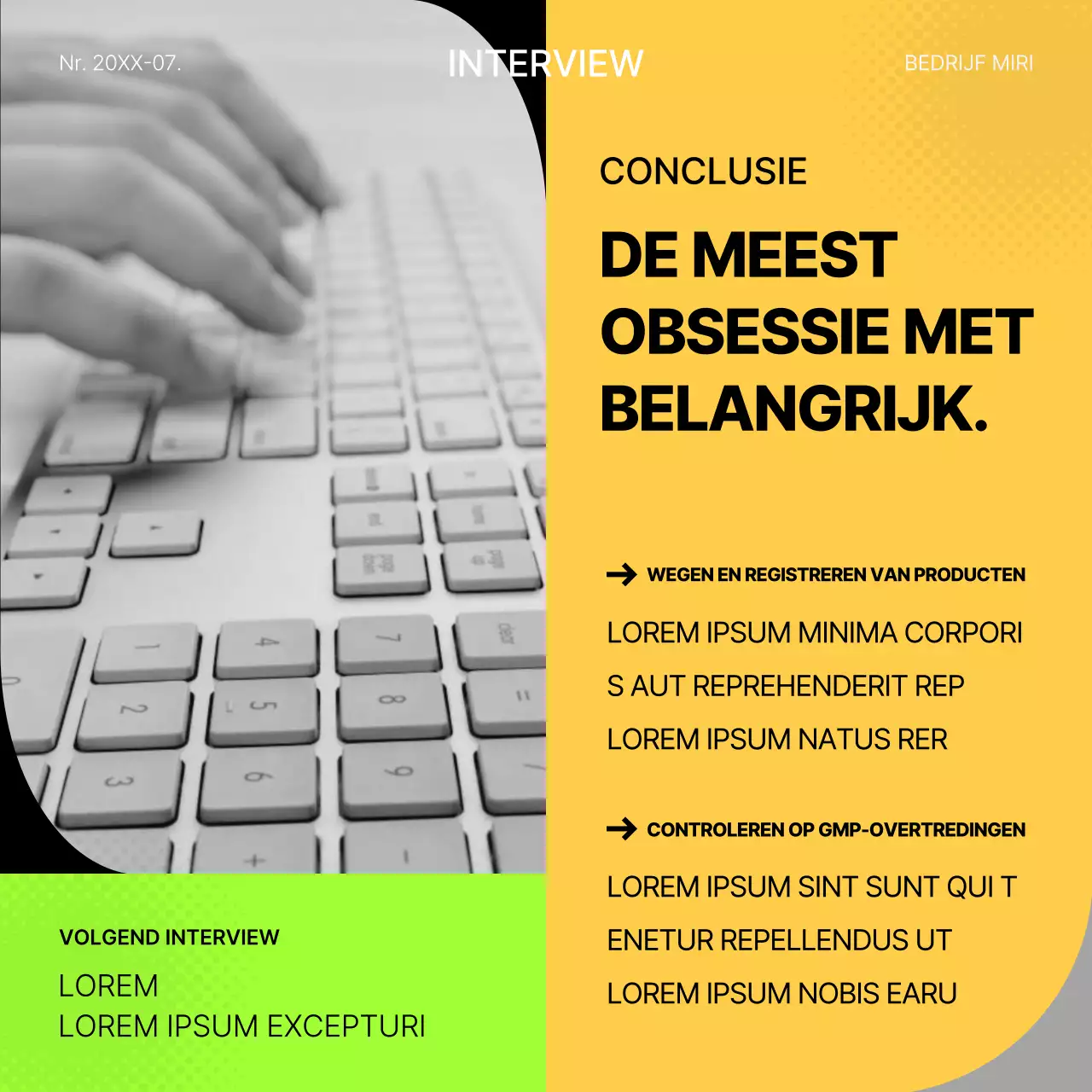 Fluorescerende en gele geometrische sollicitatiepost