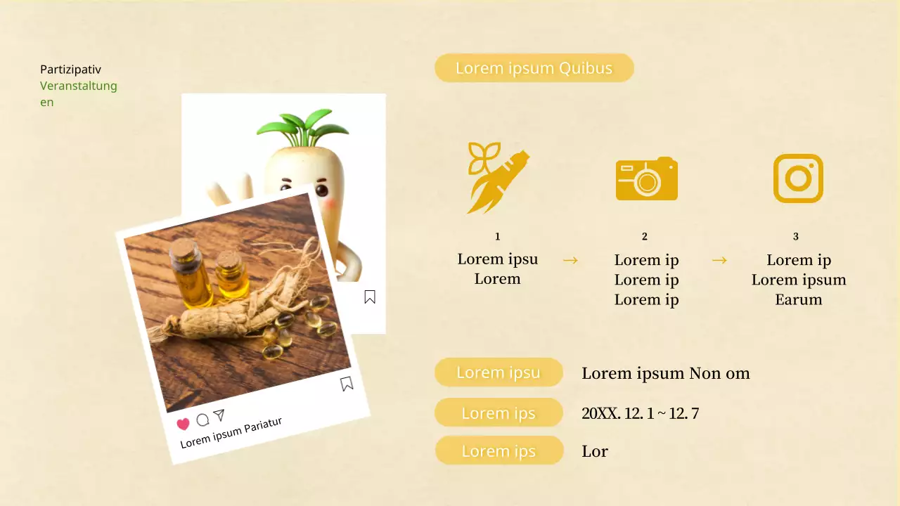 Ein einfacher gelb-grüner Plan für ein lokales Ginseng-Festival