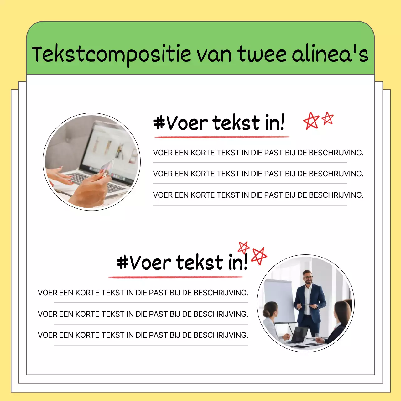 Eenvoudige zakelijke tips in geel en zwart