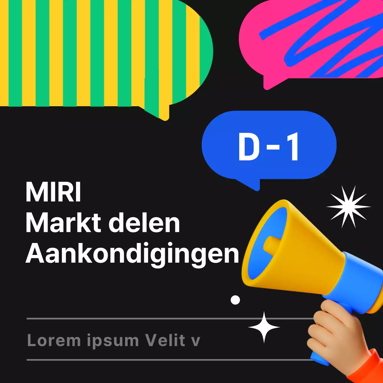 Zwarte en fluorescerende trendy marktaankondiging