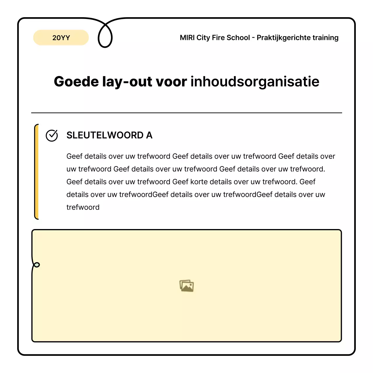 Gele en oranje basisprincipes en een leuk informatieblad over brandveiligheid