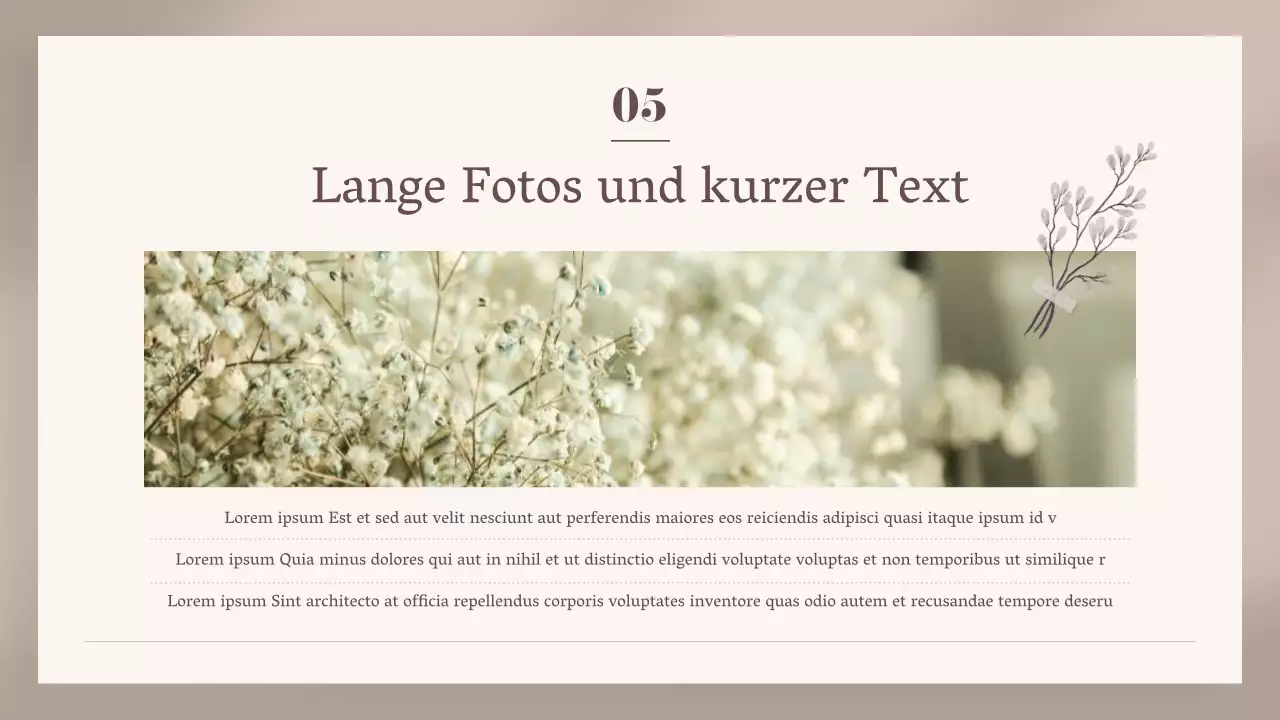 Edle Blumenkartenpräsentation in Beige