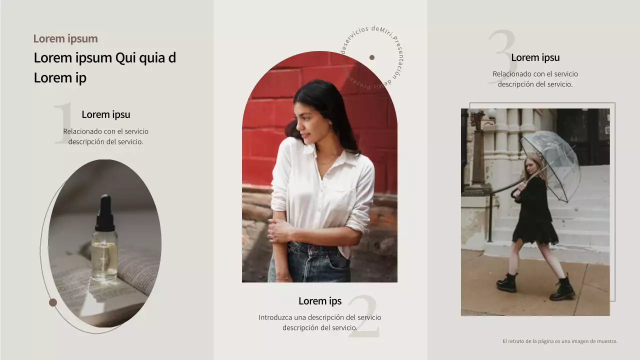 Moderno folleto de servicios corporativos en beige y marrón