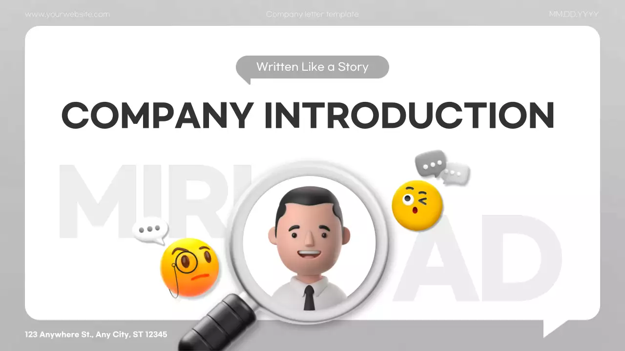 회색의 미니멀한 3D 기업 소개서